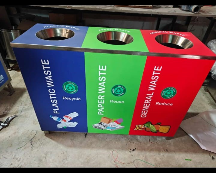 S Steel 3in1 Square Open Bin